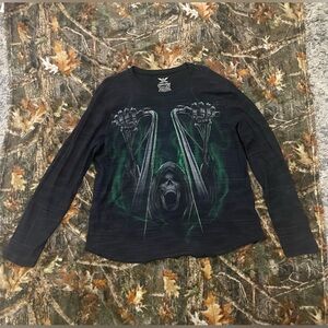 Y2K Faded Glory Grunge Reaper Biker Thermal Long Sleeve Men's Size 2XL